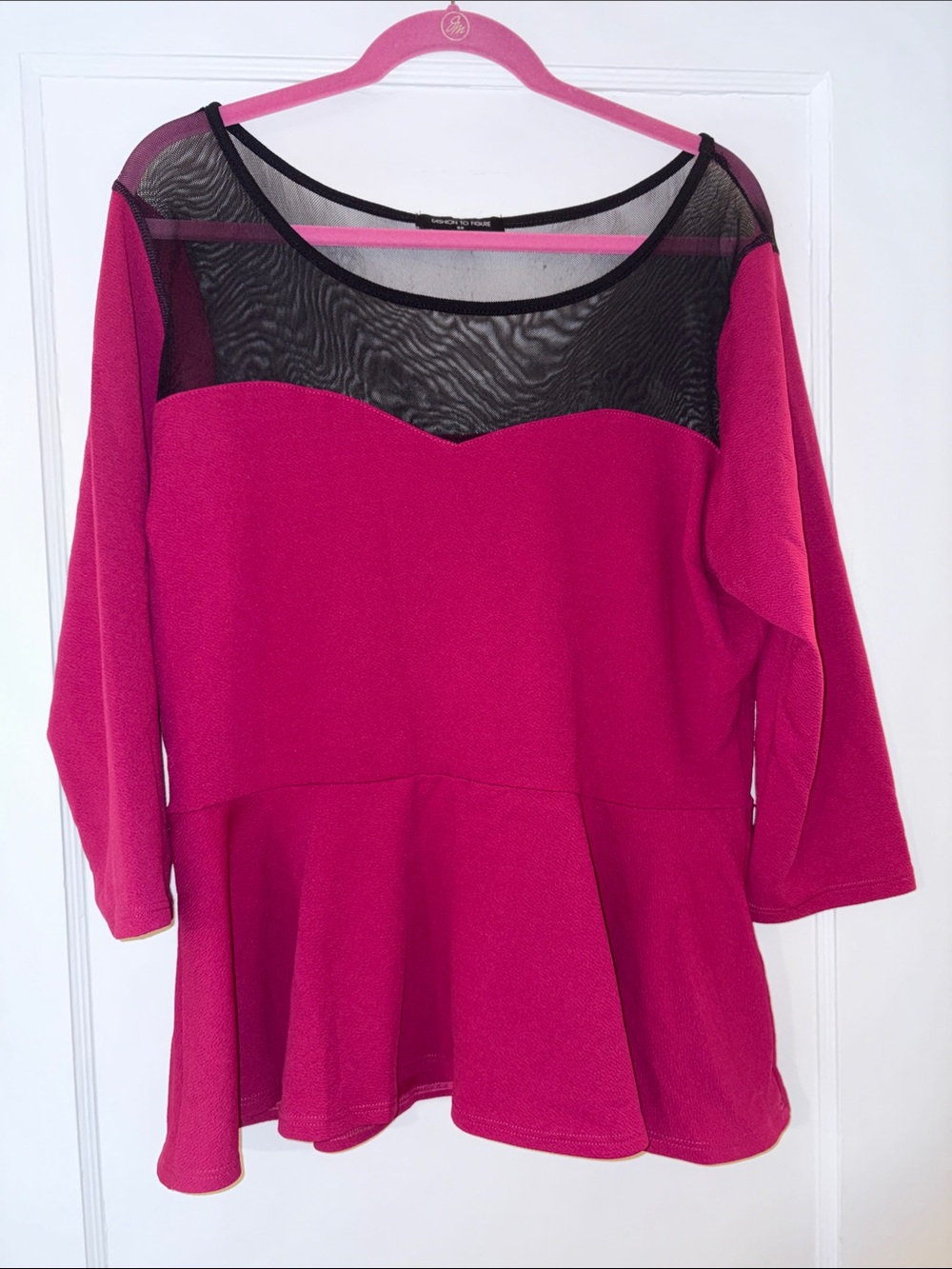 Fashion To Figure sweetheart neckline mesh at top peplum bottom shirt